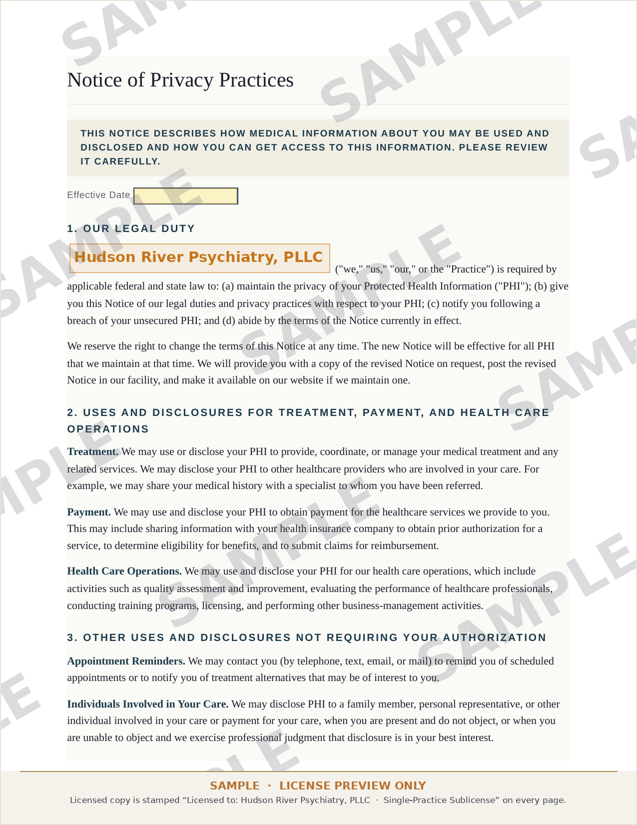 Sample: Notice of Privacy Practices